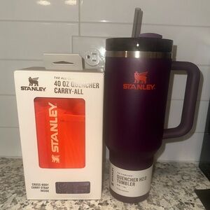 Stanley Purple Tumbler with Orange Carry-All bundle. All new!!!!